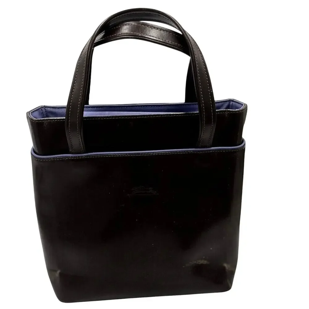 Longchamp Vintage Women's Brown‎ Leather Purple Lining Top Handle Shoulder Bag